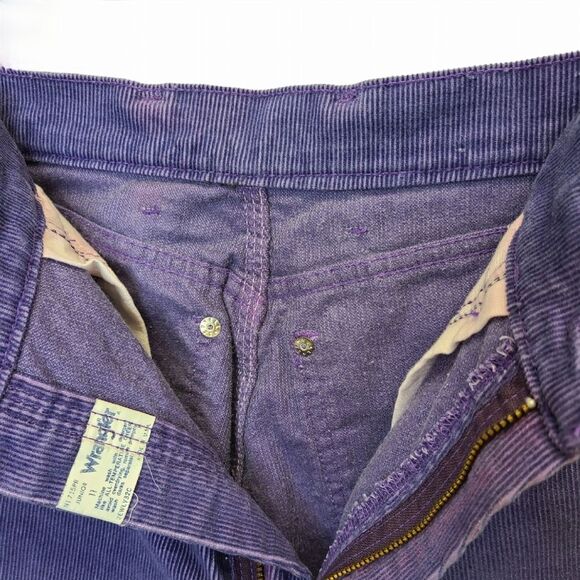 VTG 80s Wrangler Juniors 11 High Rise Straight Leg Corduroy Pants Purple - Picture 12 of 16